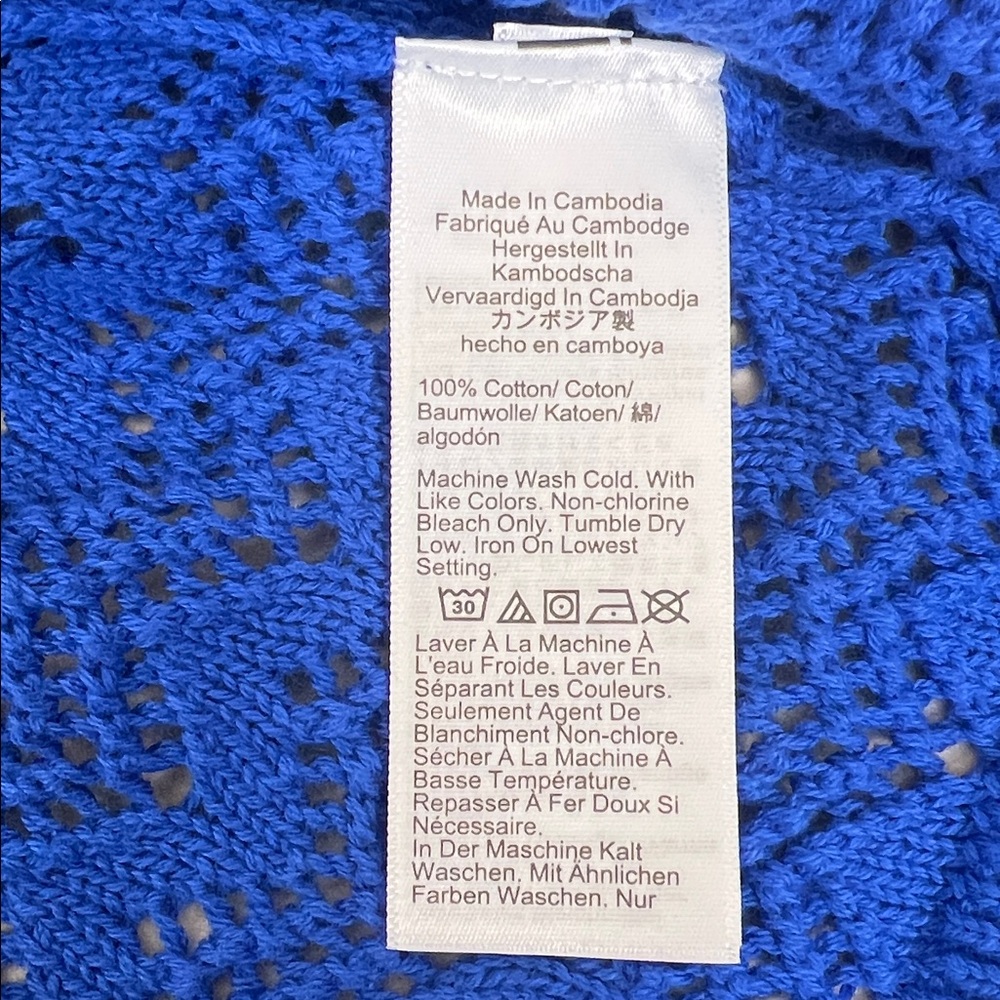 NWT J Crew Blue Pointelle Knit Scalloped Cardigan Sweater Size XL 100% Cotton - Picture 10 of 10